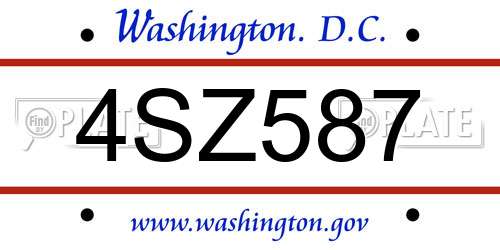 4SZ587 District Of Columbia License Plate