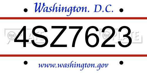 4SZ7623 District Of Columbia License Plate