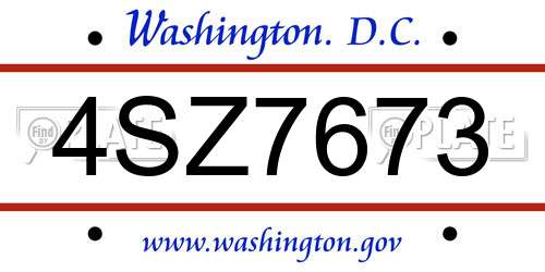 4SZ7673 District Of Columbia License Plate