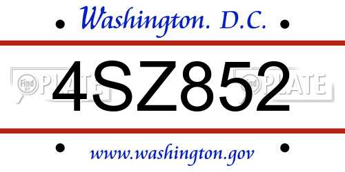 4SZ852 District Of Columbia License Plate