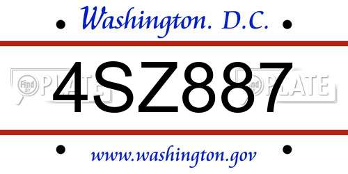 4SZ887 District Of Columbia License Plate