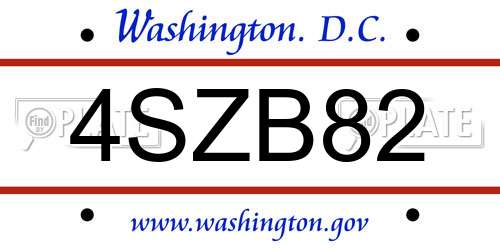 4SZB82 District Of Columbia License Plate
