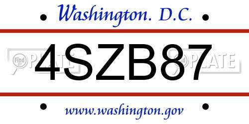 4SZB87 District Of Columbia License Plate