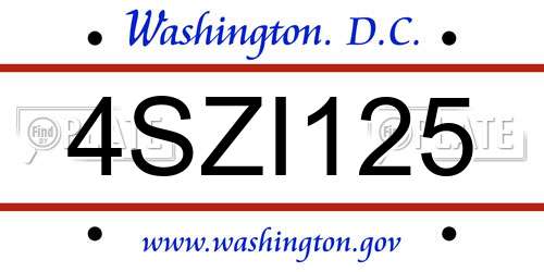 4SZI125 District Of Columbia License Plate