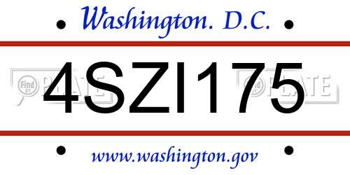 4SZI175 District Of Columbia License Plate