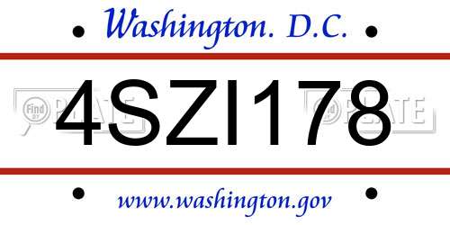 4SZI178 District Of Columbia License Plate