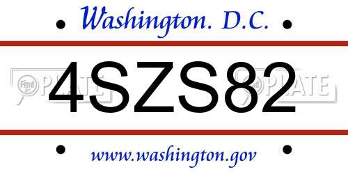 4SZS82 District Of Columbia License Plate