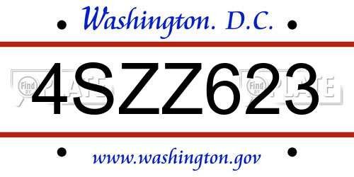 4SZZ623 District Of Columbia License Plate