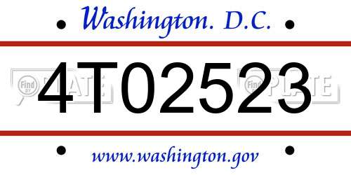 4T02523 District Of Columbia License Plate