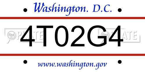 4T02G4 District Of Columbia License Plate