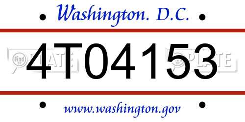 4T04153 District Of Columbia License Plate