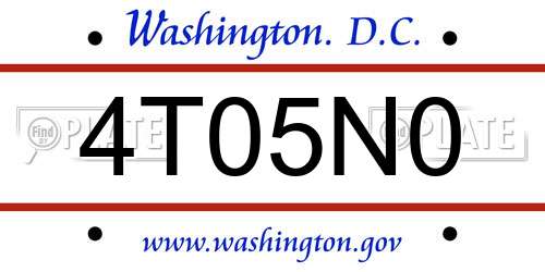 4T05N0 District Of Columbia License Plate