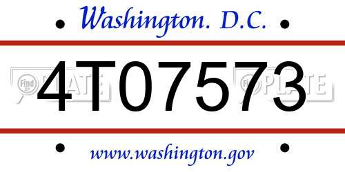 4T07573 District Of Columbia License Plate