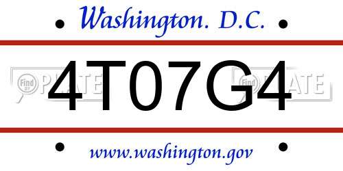 4T07G4 District Of Columbia License Plate