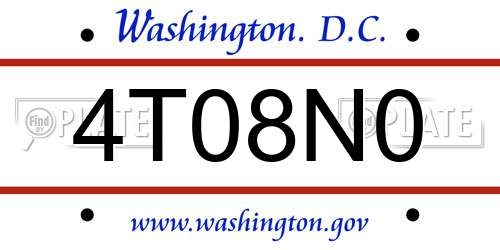 4T08N0 District Of Columbia License Plate