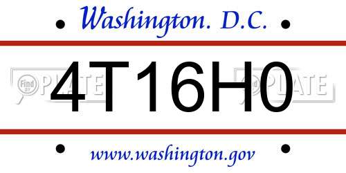 4T16H0 District Of Columbia License Plate