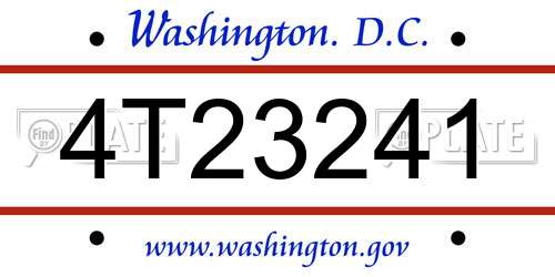 4T23241 District Of Columbia License Plate