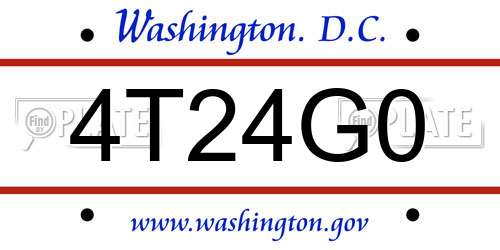 4T24G0 District Of Columbia License Plate