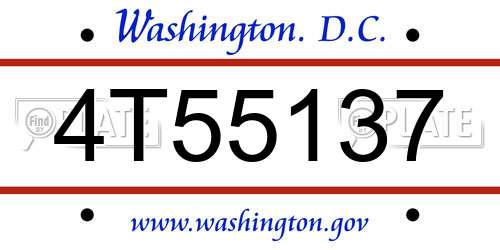 4T55137 District Of Columbia License Plate