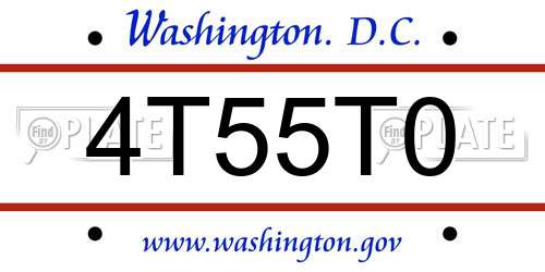 4T55T0 District Of Columbia License Plate