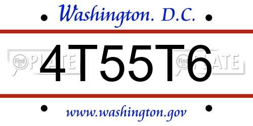 4T55T6 District Of Columbia License Plate