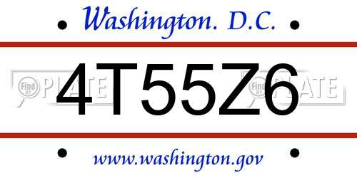 4T55Z6 District Of Columbia License Plate