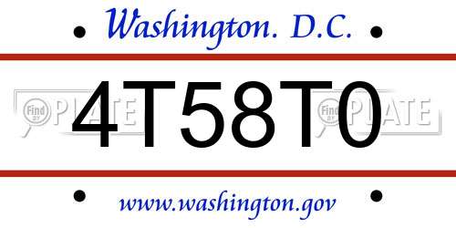 4T58T0 District Of Columbia License Plate