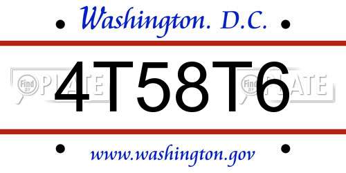 4T58T6 District Of Columbia License Plate