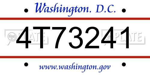 4T73241 District Of Columbia License Plate