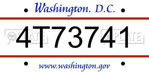 4T73741 District Of Columbia License Plate