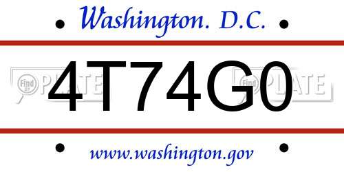 4T74G0 District Of Columbia License Plate
