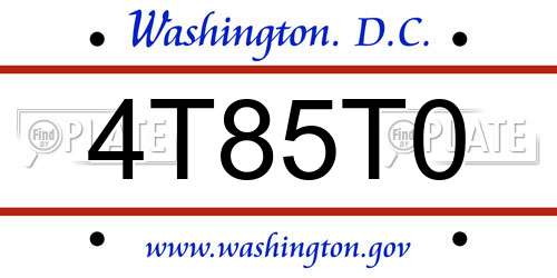 4T85T0 District Of Columbia License Plate