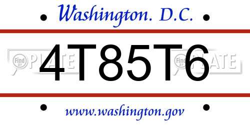 4T85T6 District Of Columbia License Plate