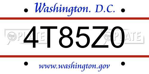 4T85Z0 District Of Columbia License Plate