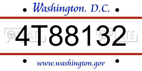 4T88132 District Of Columbia License Plate