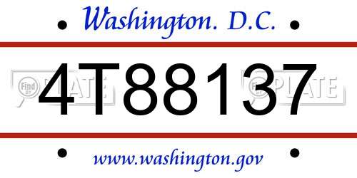 4T88137 District Of Columbia License Plate