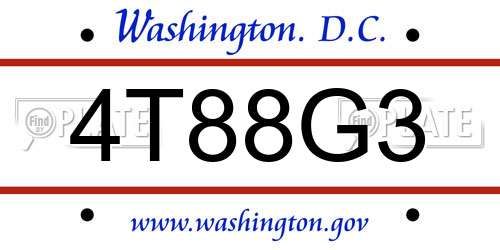 4T88G3 District Of Columbia License Plate
