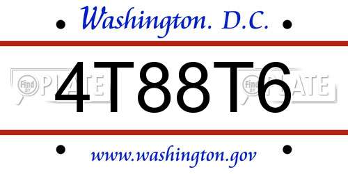 4T88T6 District Of Columbia License Plate
