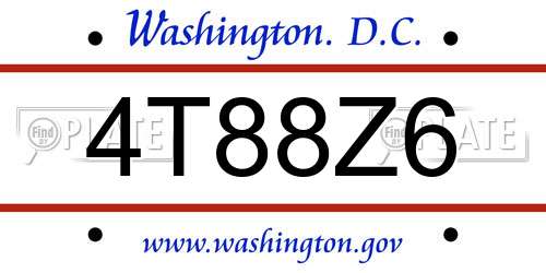 4T88Z6 District Of Columbia License Plate