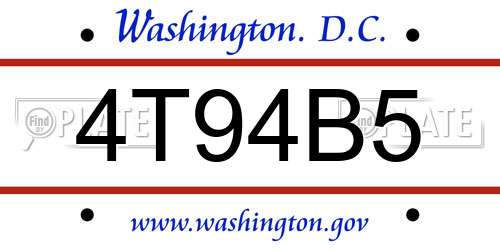 4T94B5 District Of Columbia License Plate