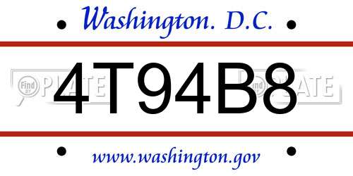 4T94B8 District Of Columbia License Plate
