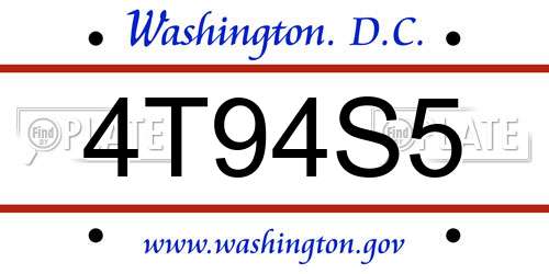 4T94S5 District Of Columbia License Plate