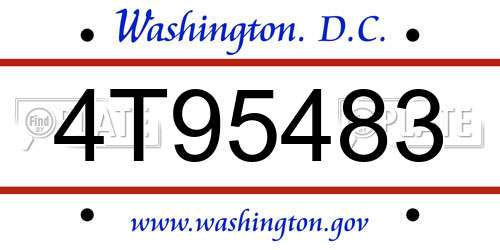 4T95483 District Of Columbia License Plate