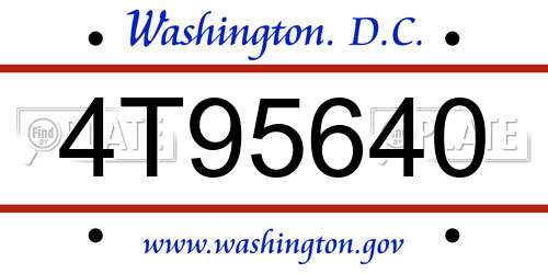4T95640 District Of Columbia License Plate