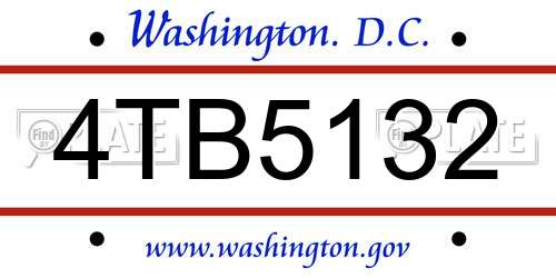 4TB5132 District Of Columbia License Plate