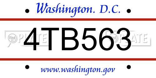 4TB563 District Of Columbia License Plate