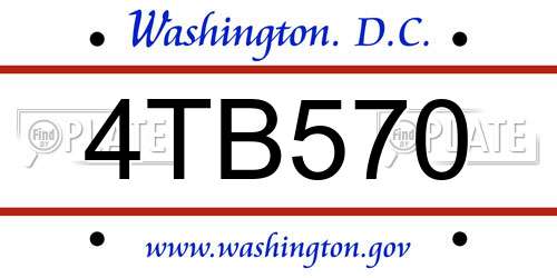 4TB570 District Of Columbia License Plate