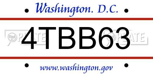 4TBB63 District Of Columbia License Plate