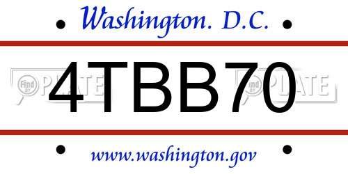 4TBB70 District Of Columbia License Plate