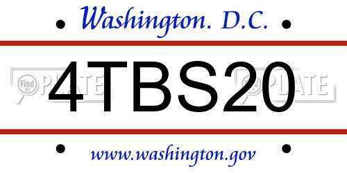 4TBS20 District Of Columbia License Plate